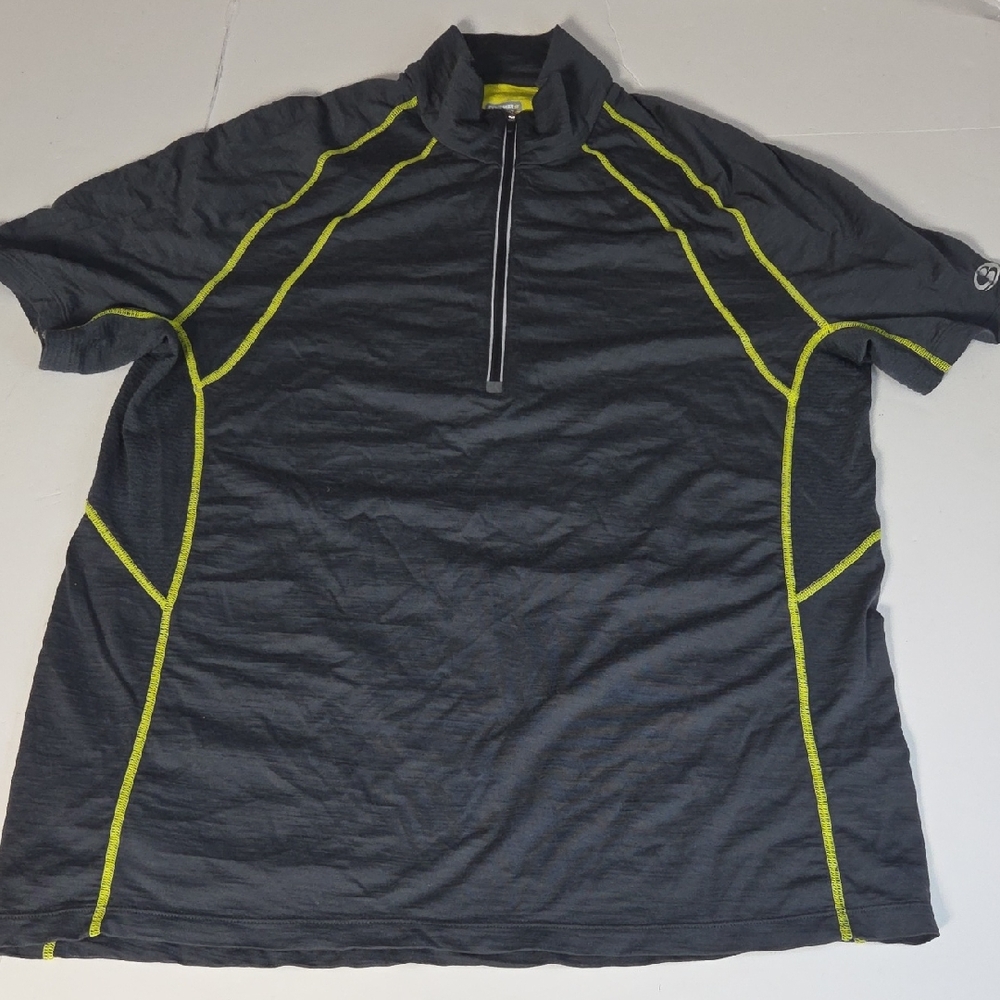 Icebreaker Gt 150 Ultralite Charcoal and Lime Quarter-Zip Shirt